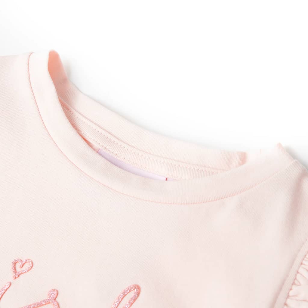 Tricou pentru copii, mâneci cu volane, roz pal, 140 GartenMobel Dekor