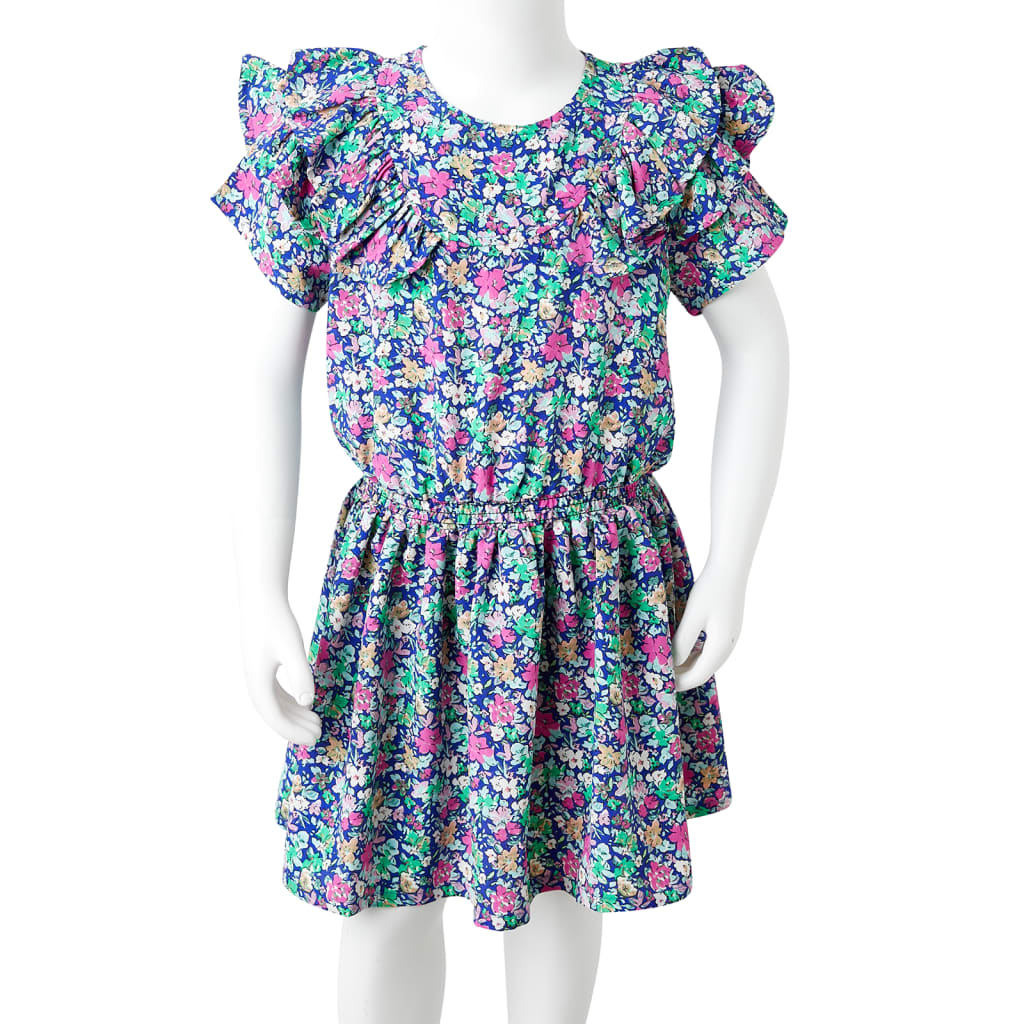 Rochie pentru copii, mâneci cu volane, albastru cobalt, 104 GartenMobel Dekor