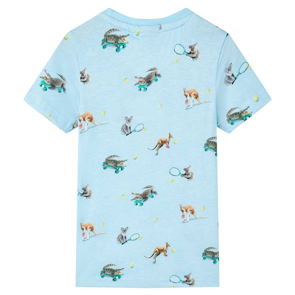 Tricou pentru copii, albastru deschis melanj, 140 GartenMobel Dekor