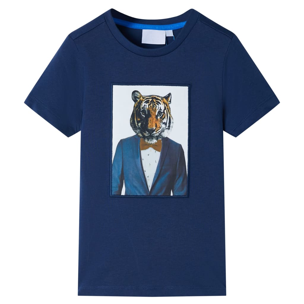 Tricou pentru copii cu mâneci scurte, albastru închis, 128 GartenMobel Dekor