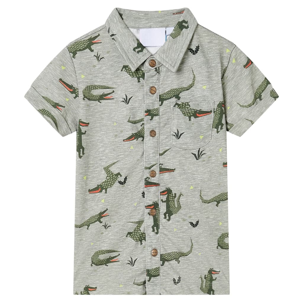 Tricou cămașă pentru copii, kaki melanj deschis, 92 GartenMobel Dekor