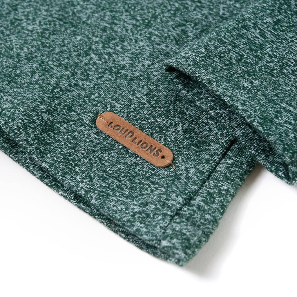 Tricou copii mâneci lungi, verde închis melanj, 140 GartenMobel Dekor