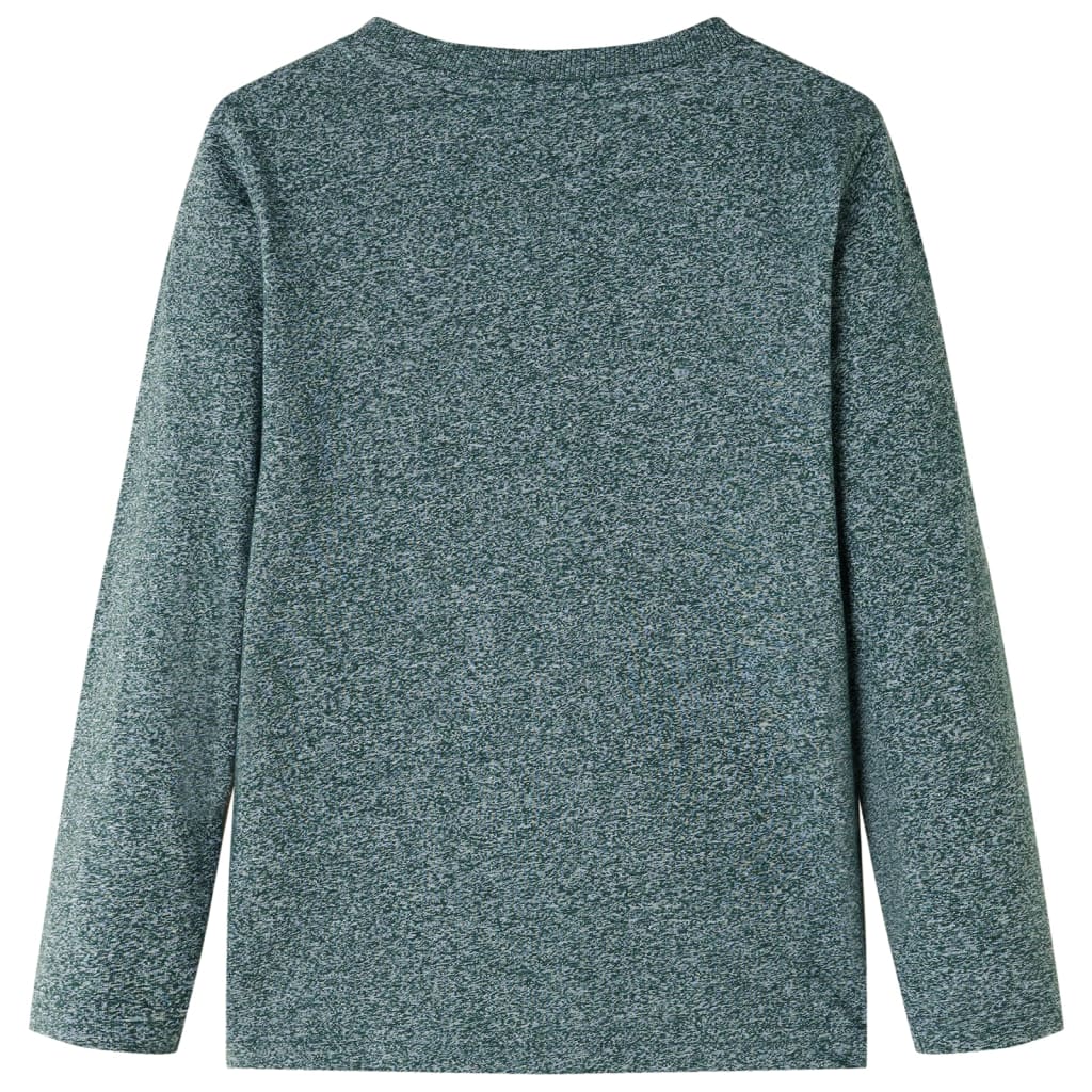 Tricou copii mâneci lungi, verde închis melanj, 140 GartenMobel Dekor