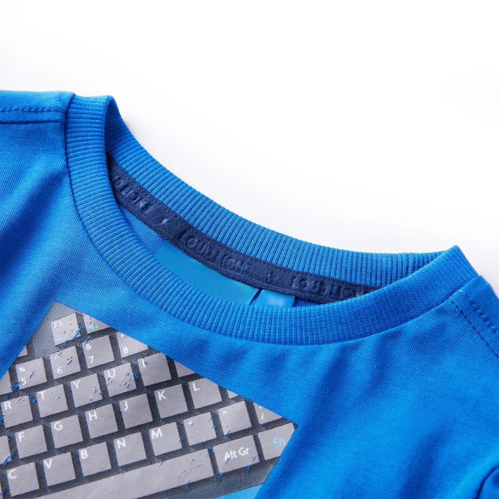 Tricou copii mâneci lungi albastru cobalt 104 GartenMobel Dekor