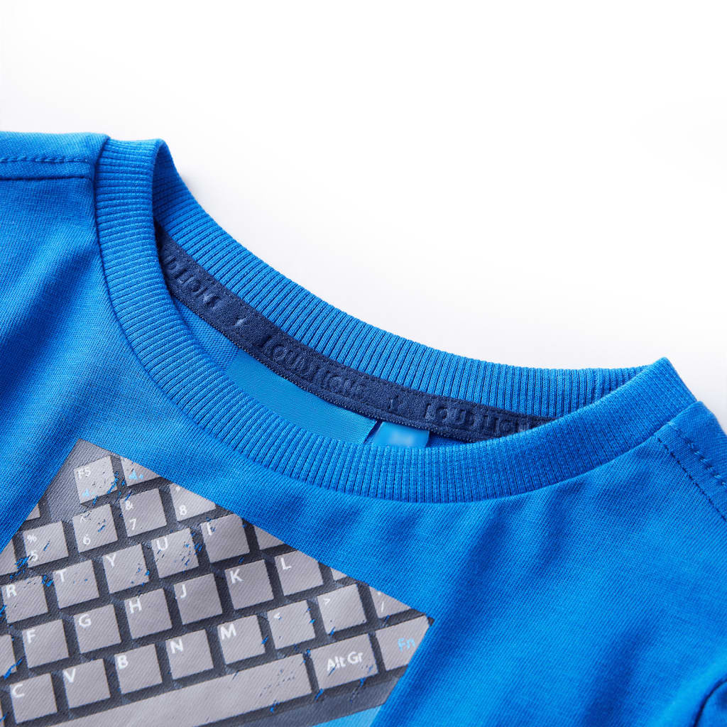 Tricou copii mâneci lungi albastru cobalt 116 GartenMobel Dekor