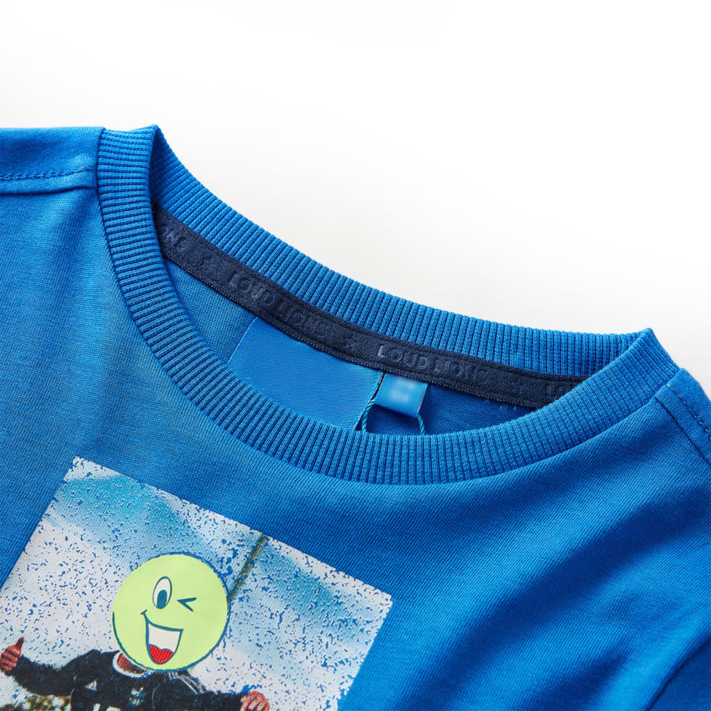 Tricou de copii cu mâneci lungi albastru cobalt 116 GartenMobel Dekor