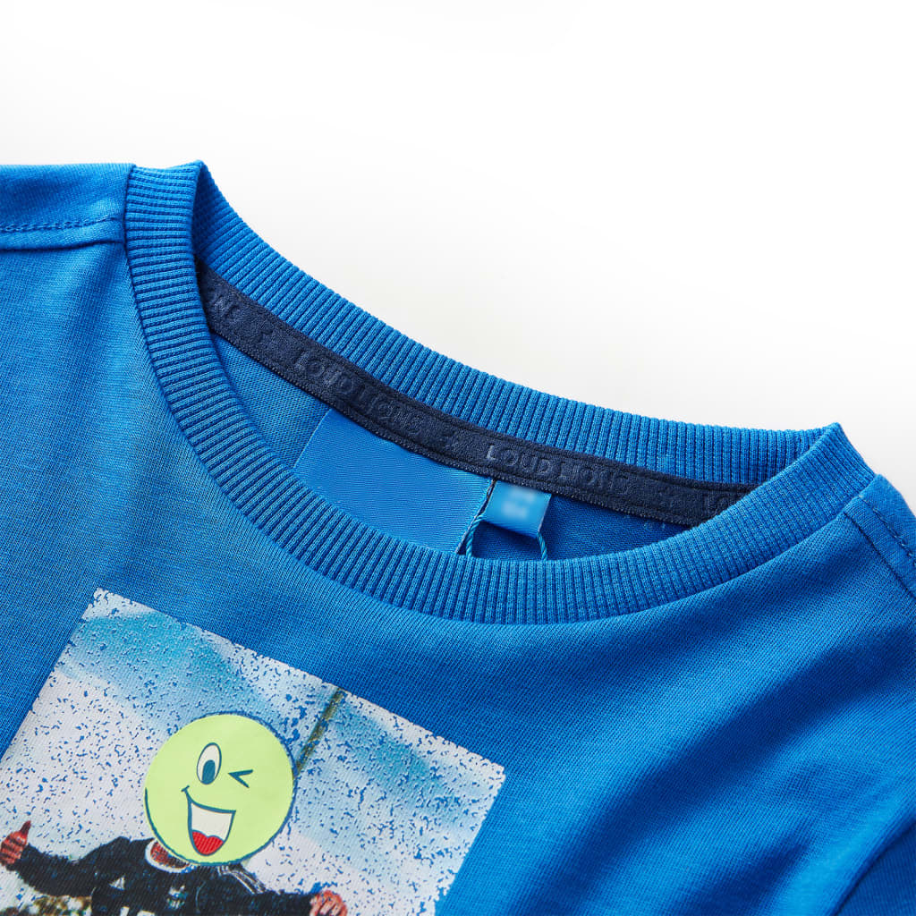Tricou de copii cu mâneci lungi albastru cobalt 140 GartenMobel Dekor