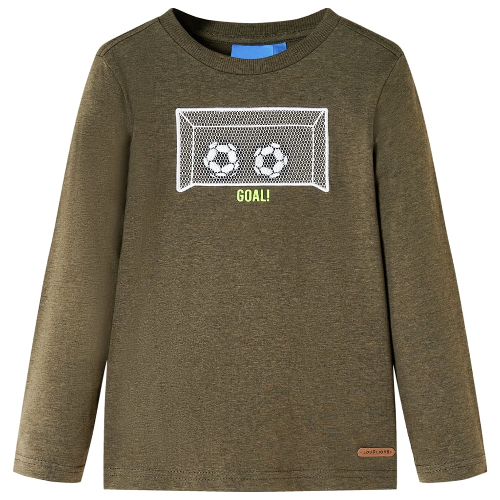 Tricou mâneci lungi de copii, kaki melanj, 116 GartenMobel Dekor