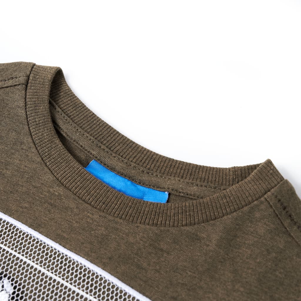 Tricou mâneci lungi de copii, kaki melanj, 116 GartenMobel Dekor