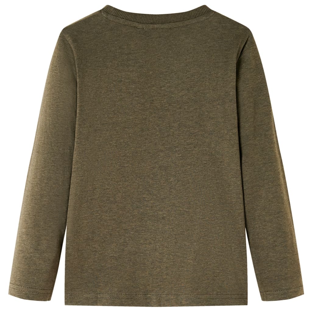 Tricou mâneci lungi de copii, kaki melanj, 116 GartenMobel Dekor