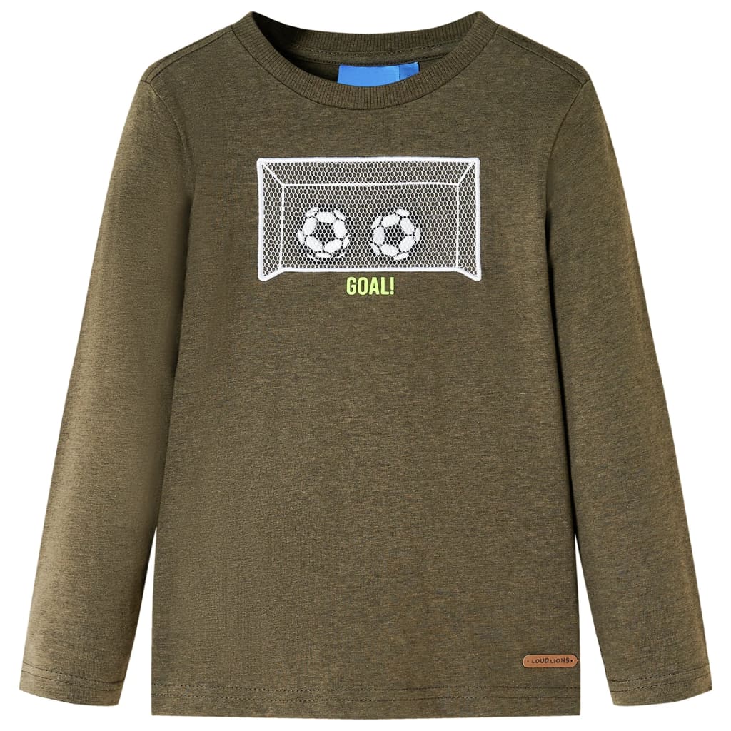 Tricou mâneci lungi de copii, kaki melanj, 92 GartenMobel Dekor
