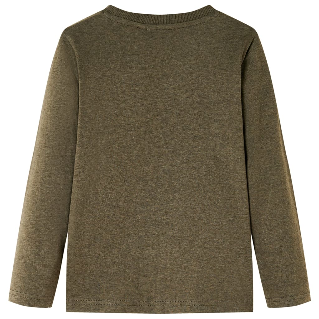Tricou mâneci lungi de copii, kaki melanj, 92 GartenMobel Dekor