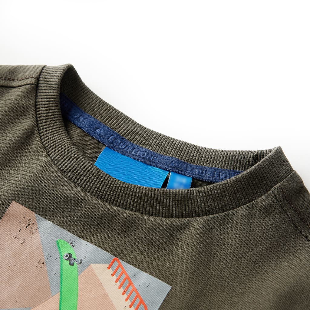 Tricou pentru copii cu mâneci lungi, kaki, 116 GartenMobel Dekor