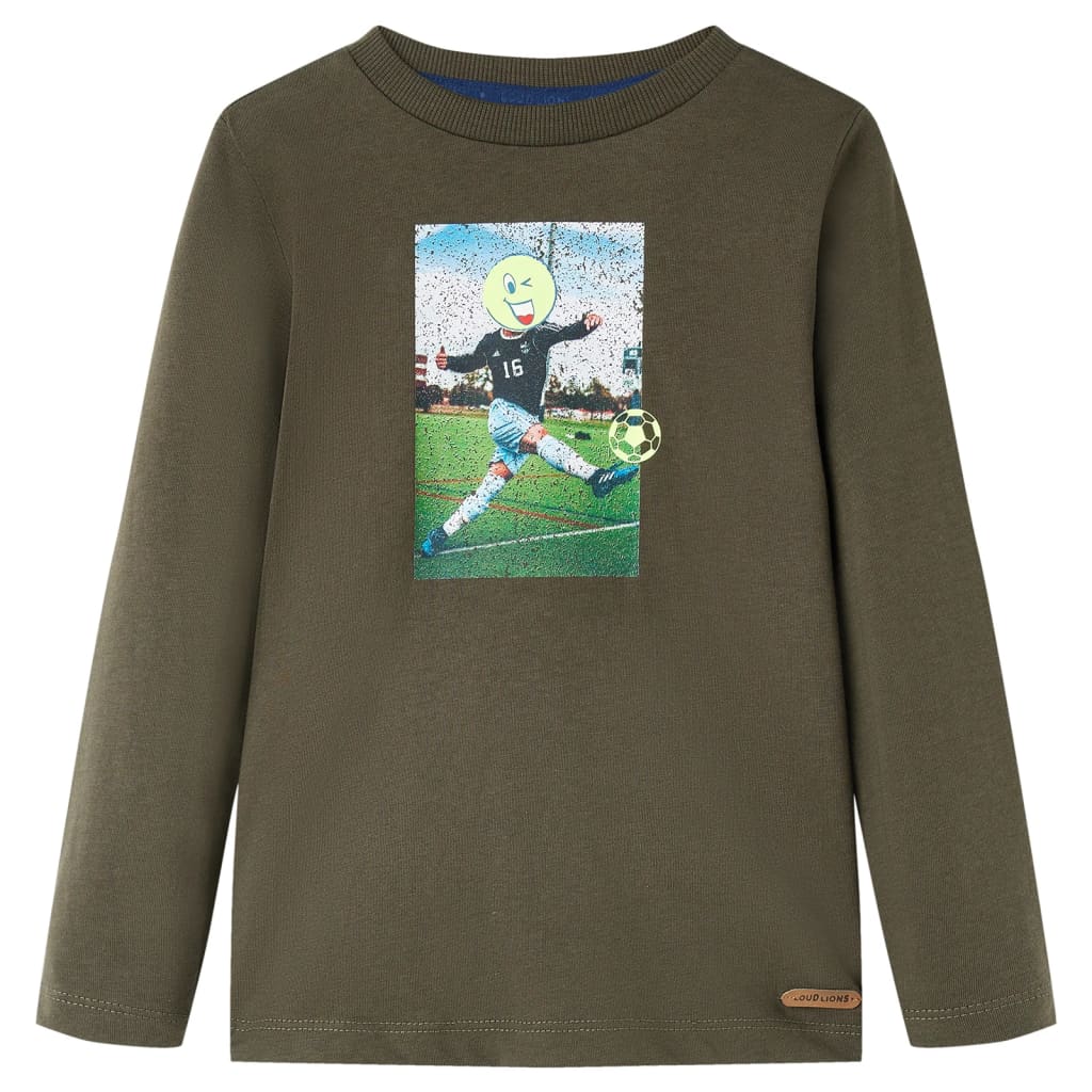 Tricou pentru copii cu mâneci lungi, kaki, 128 GartenMobel Dekor