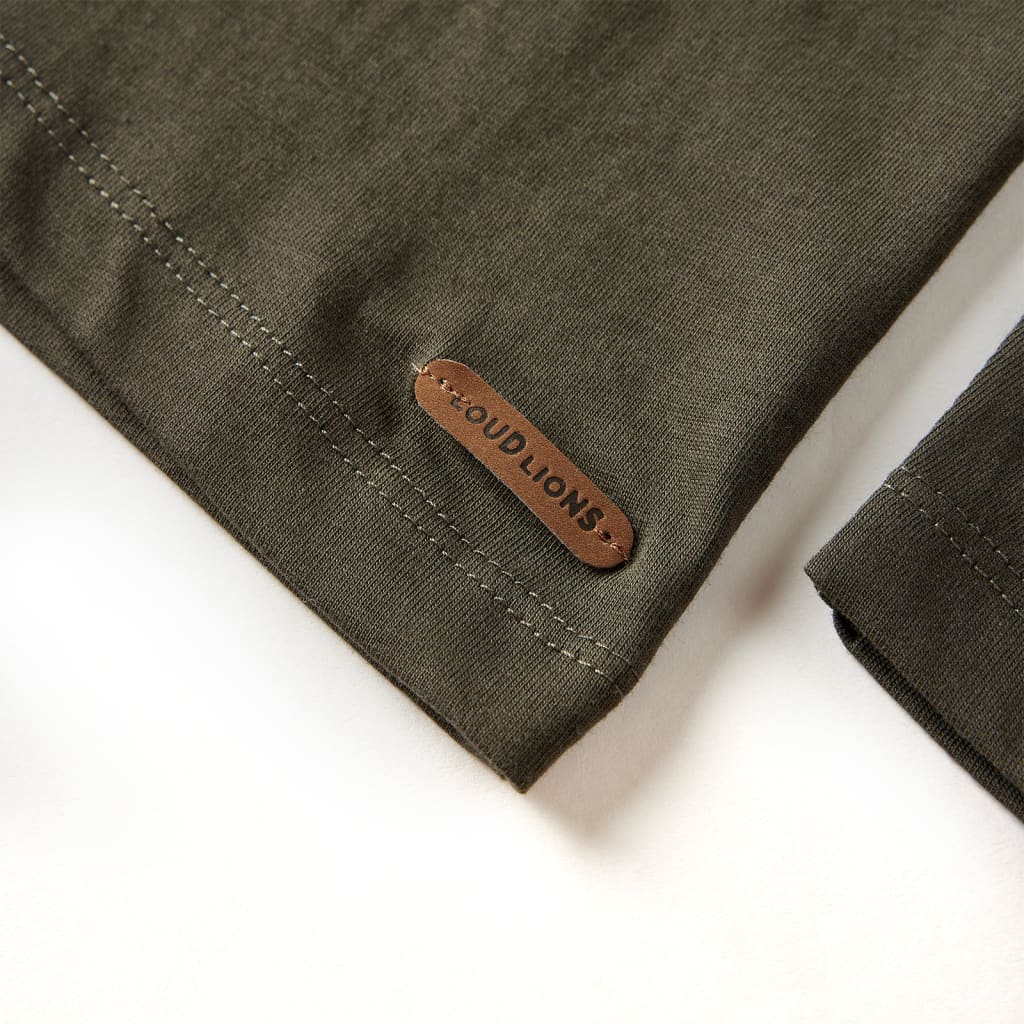 Tricou pentru copii cu mâneci lungi, kaki, 128 GartenMobel Dekor