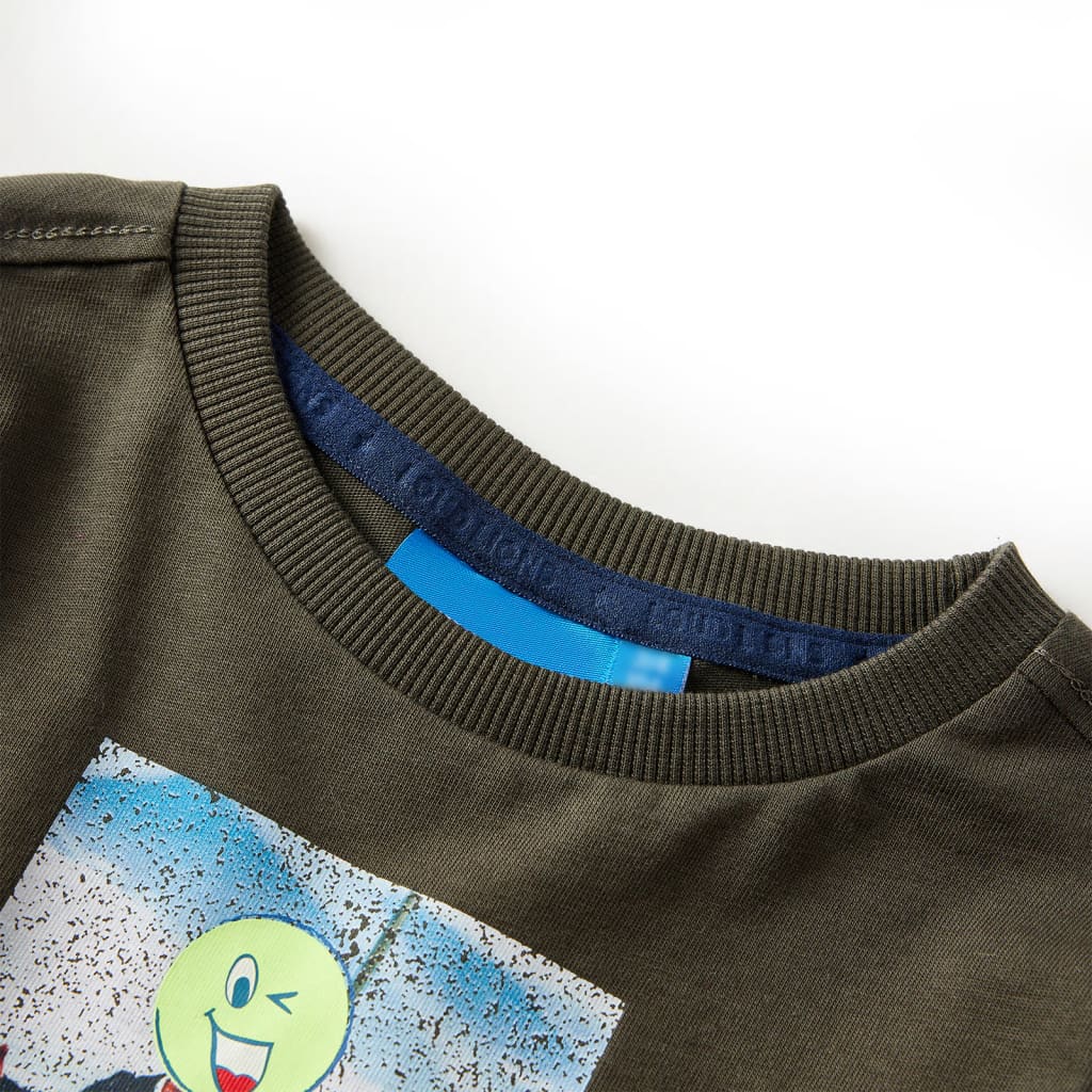 Tricou pentru copii cu mâneci lungi, kaki, 128 GartenMobel Dekor