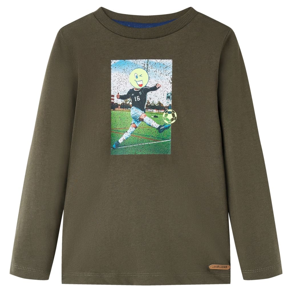 Tricou pentru copii cu mâneci lungi, kaki, 140 GartenMobel Dekor