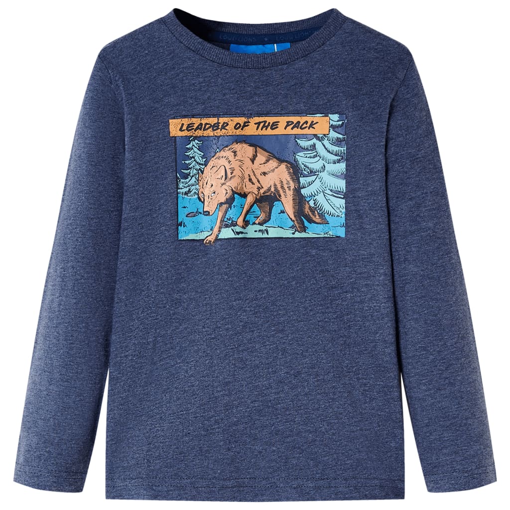 Tricou copii cu mâneci lungi, albastru închis melanj 116 GartenMobel Dekor