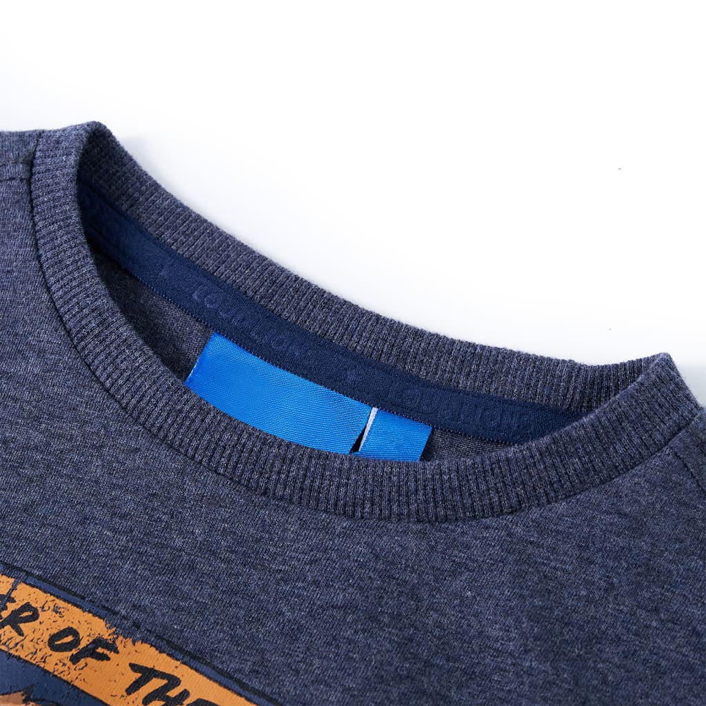 Tricou copii cu mâneci lungi, albastru închis melanj 128 GartenMobel Dekor