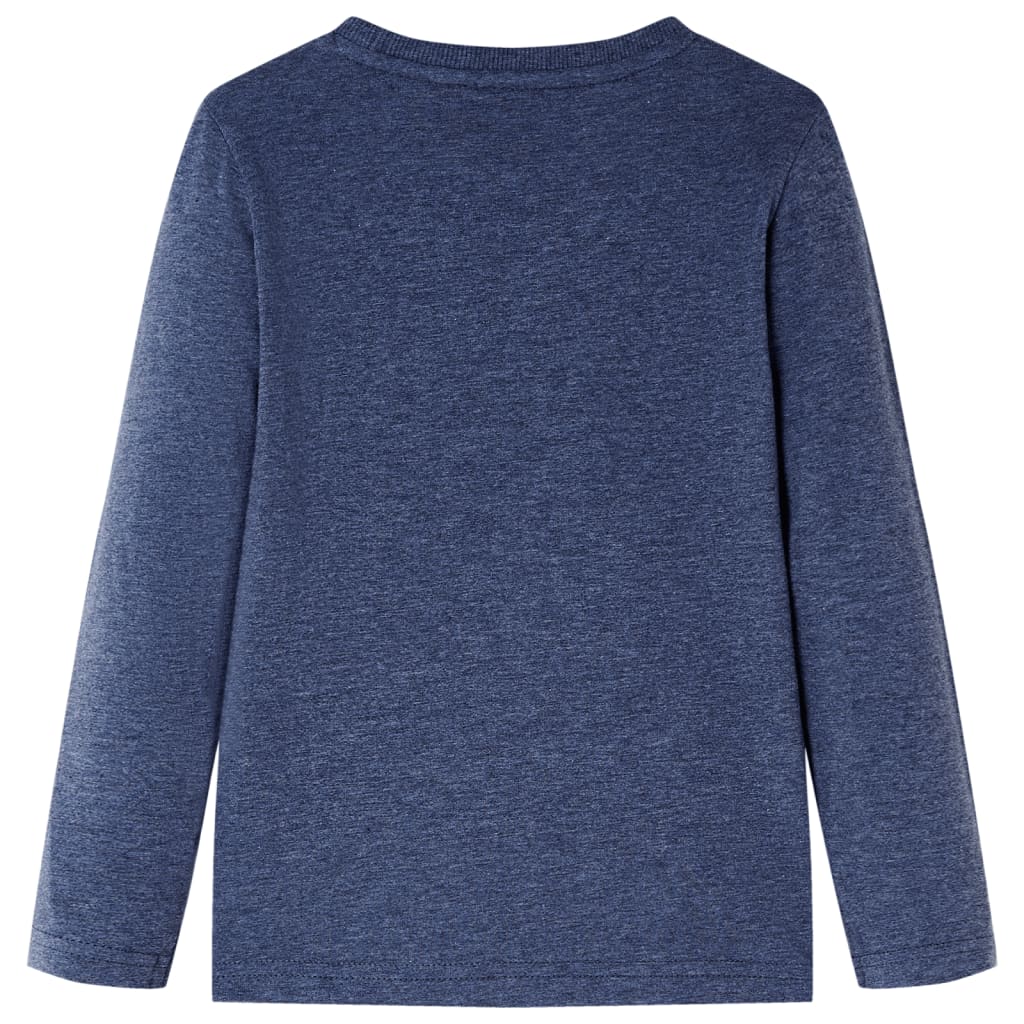 Tricou copii cu mâneci lungi, albastru închis melanj 128 GartenMobel Dekor