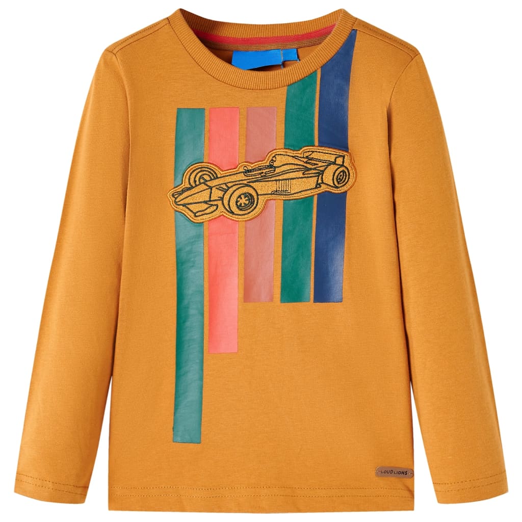 Tricou copii mâneci lungi, ocru închis, 104 GartenMobel Dekor