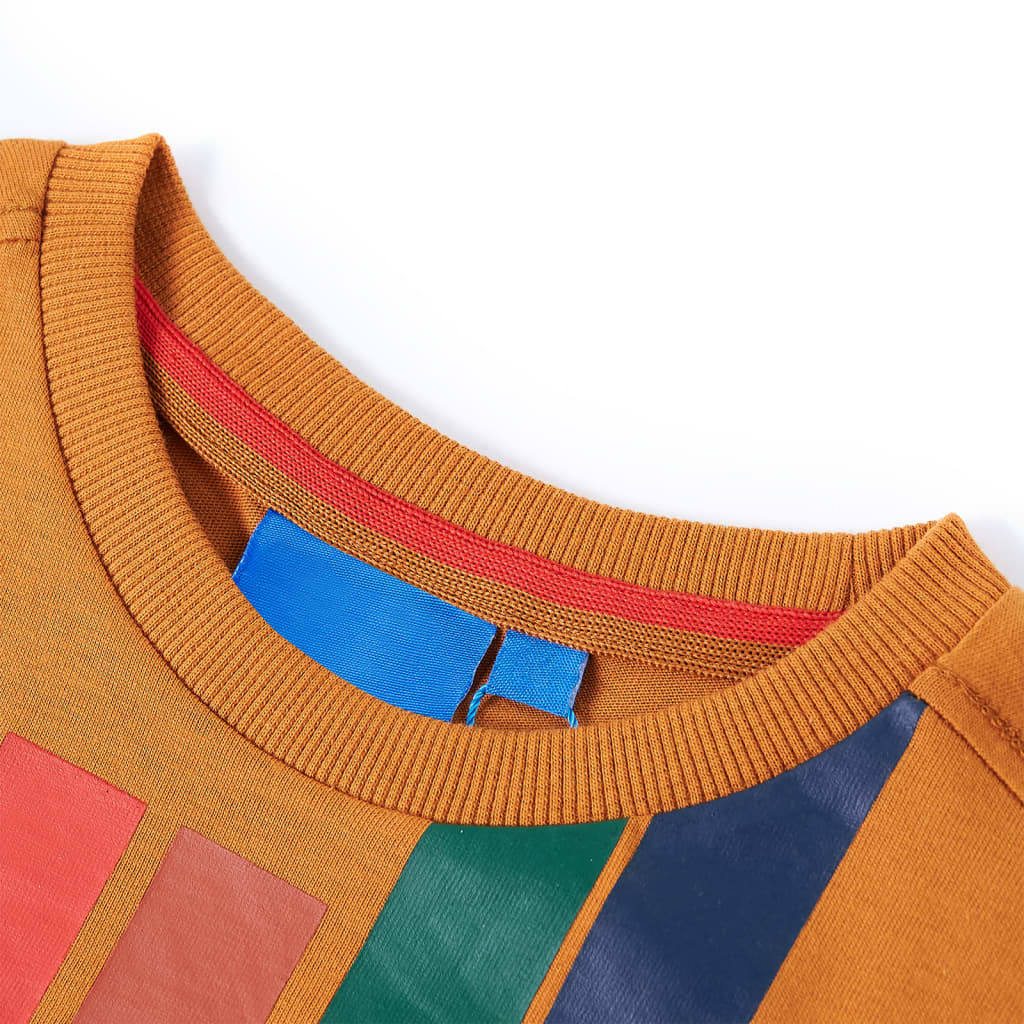 Tricou copii mâneci lungi, ocru închis, 104 GartenMobel Dekor