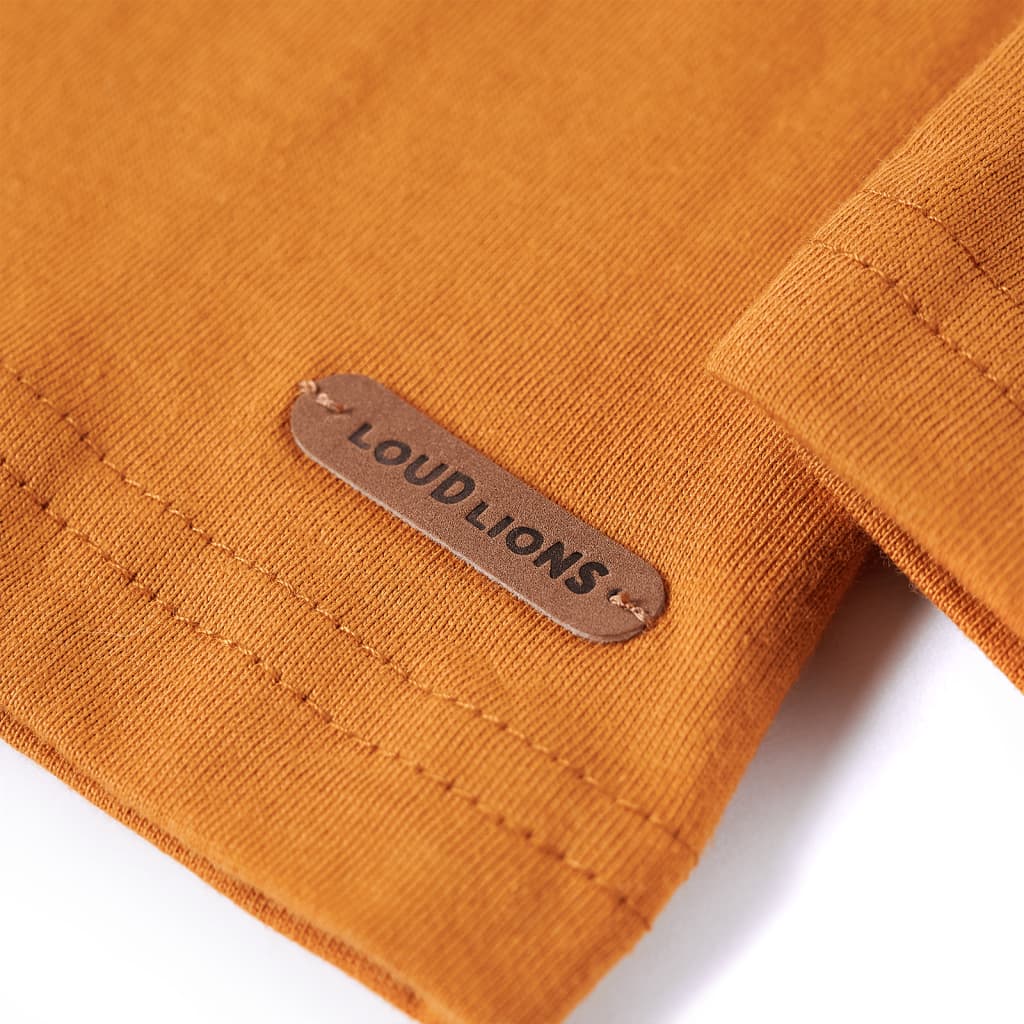 Tricou copii mâneci lungi, ocru închis, 128 GartenMobel Dekor
