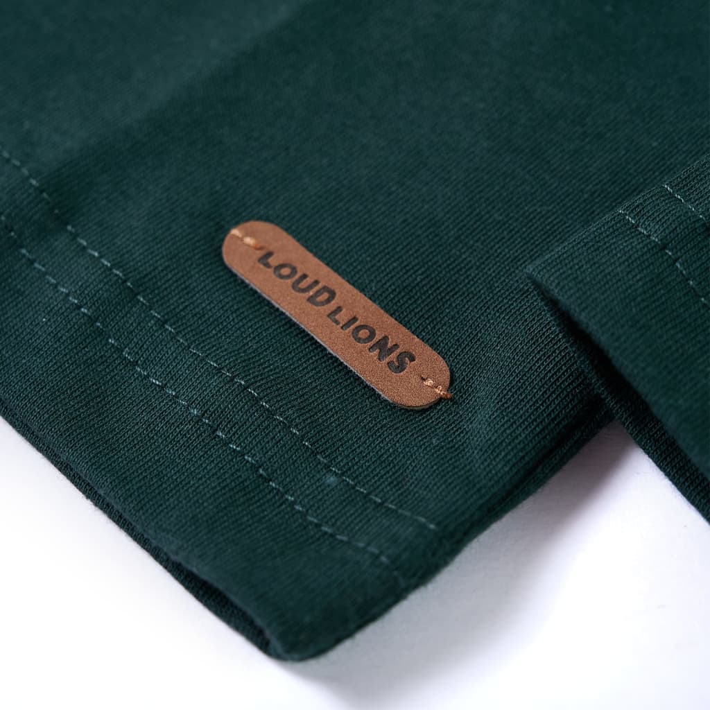 Tricou copii mâneci lungi, verde închis, 116 GartenMobel Dekor