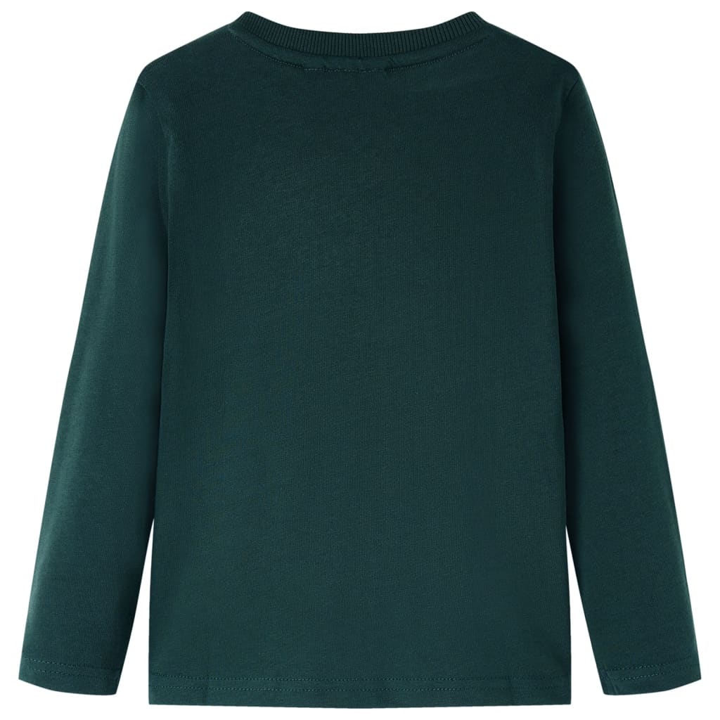 Tricou copii mâneci lungi, verde închis, 116 GartenMobel Dekor