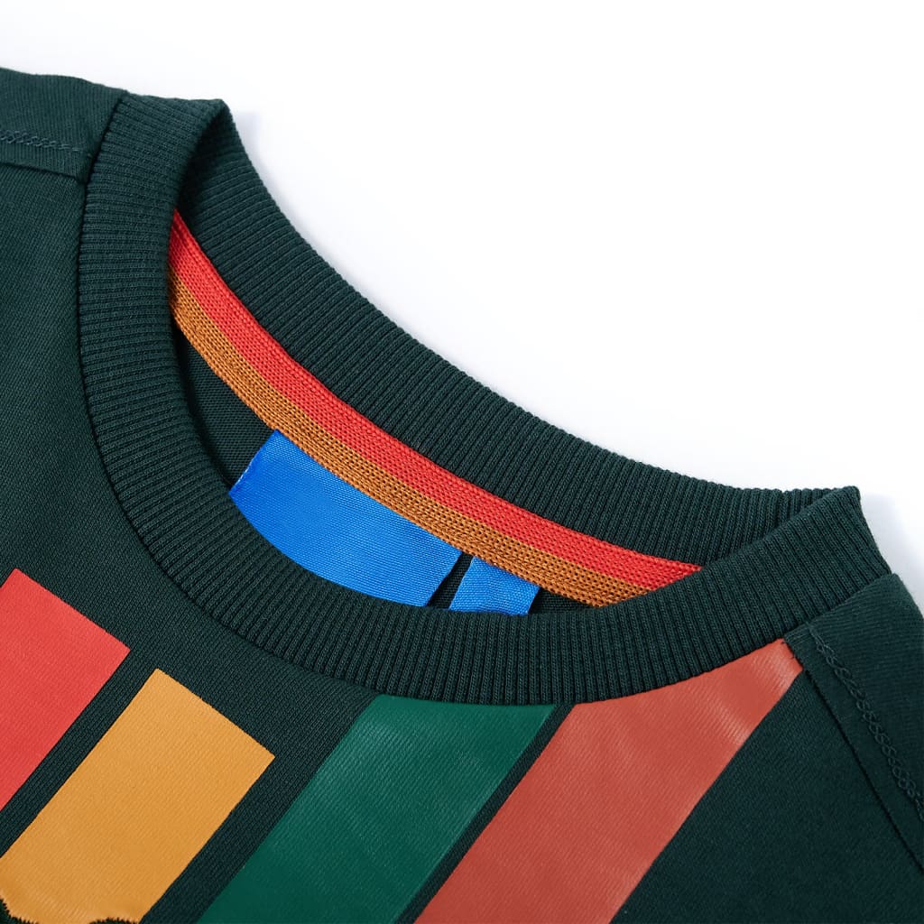 Tricou copii mâneci lungi, verde închis, 116 GartenMobel Dekor
