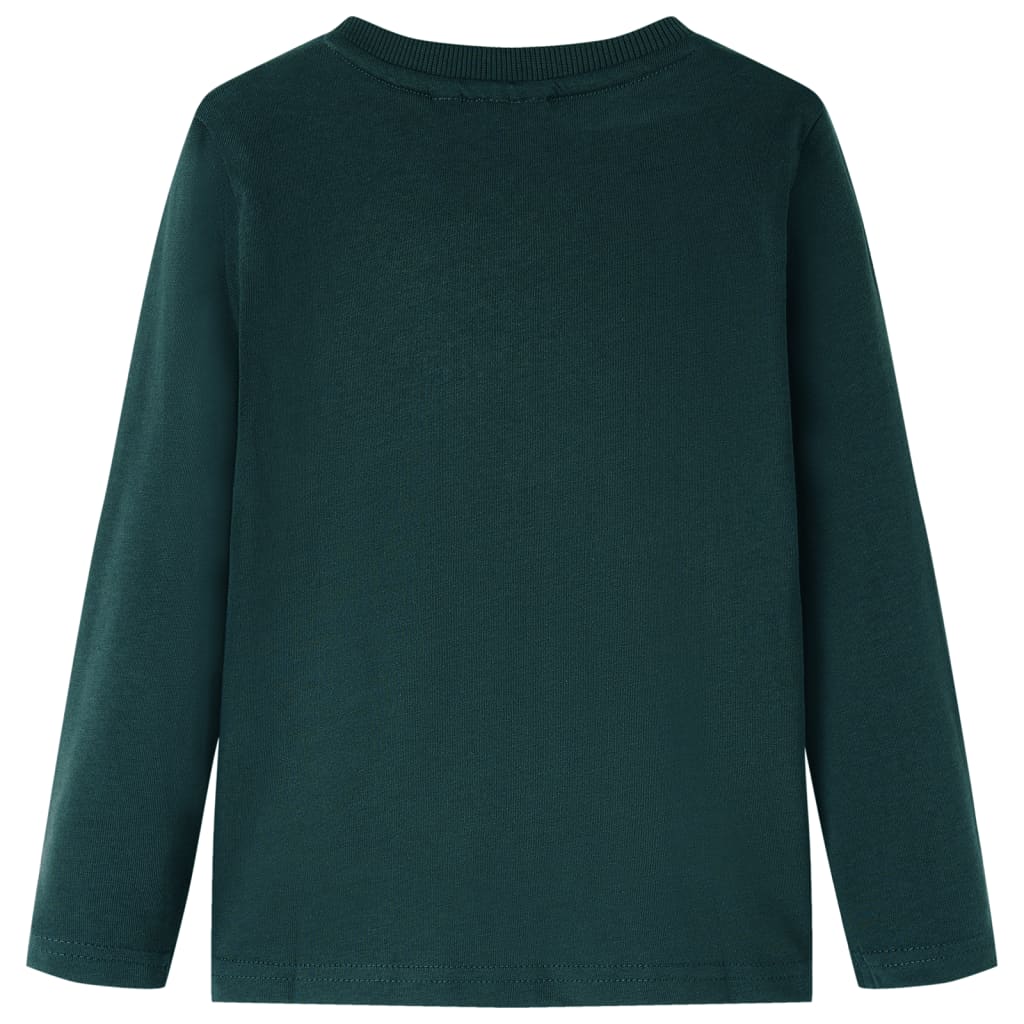 Tricou copii mâneci lungi, verde închis, 92 GartenMobel Dekor