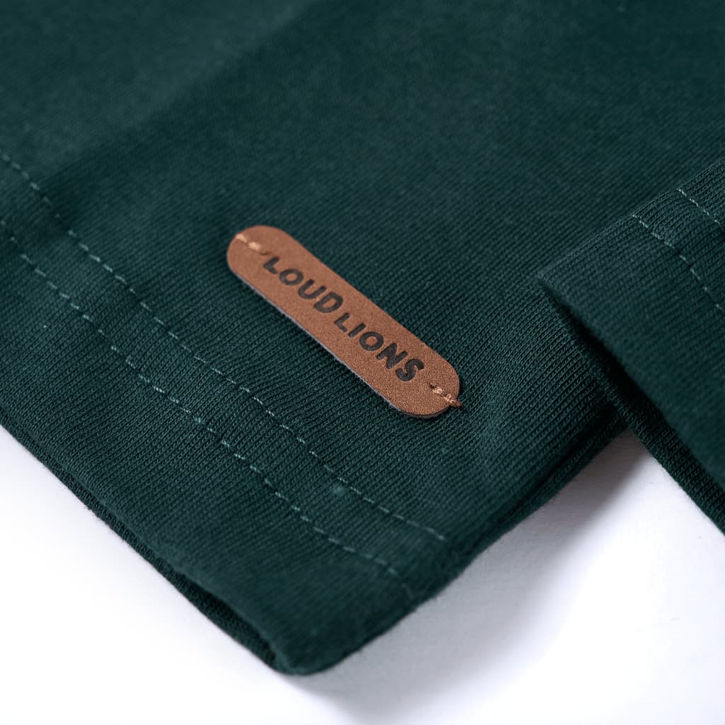 Tricou copii mâneci lungi, verde închis, 92 GartenMobel Dekor