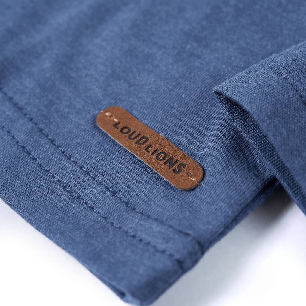 Tricou copii mâneci lungi albastru melanj 128 GartenMobel Dekor