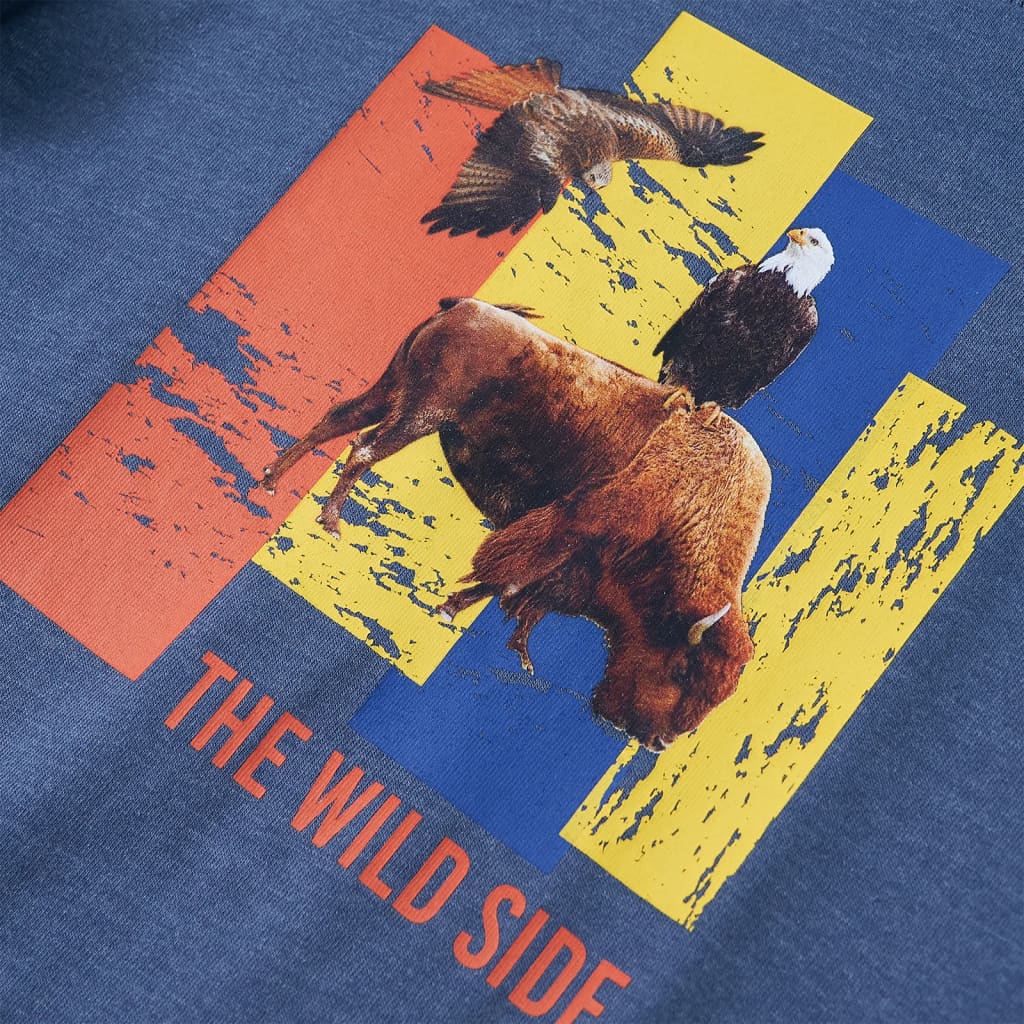 Tricou copii mâneci lungi albastru melanj 140 GartenMobel Dekor