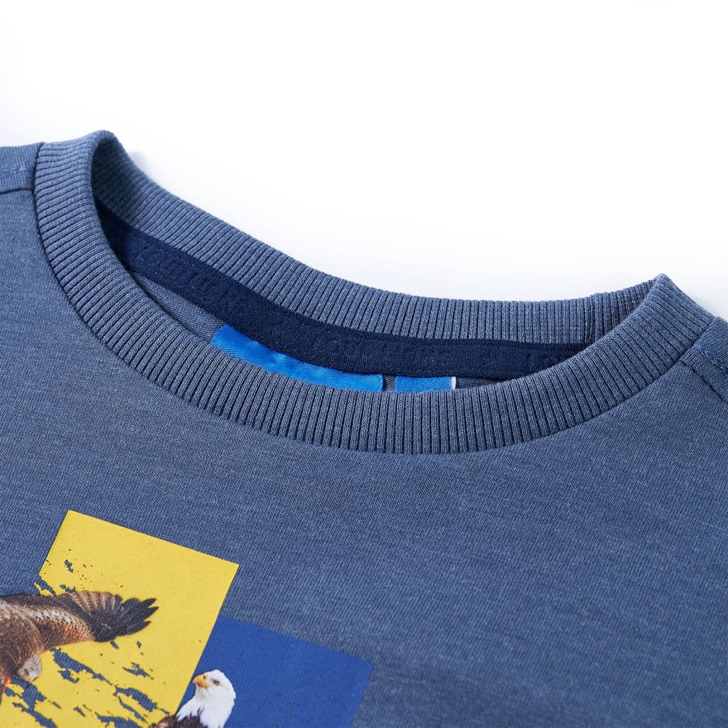 Tricou copii mâneci lungi albastru melanj 140 GartenMobel Dekor