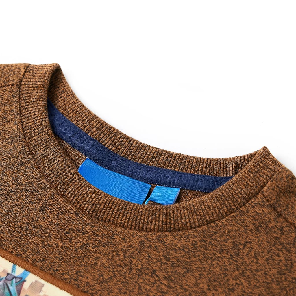 Tricou de copii cu mâneci lungi, coniac melanj, 116 GartenMobel Dekor