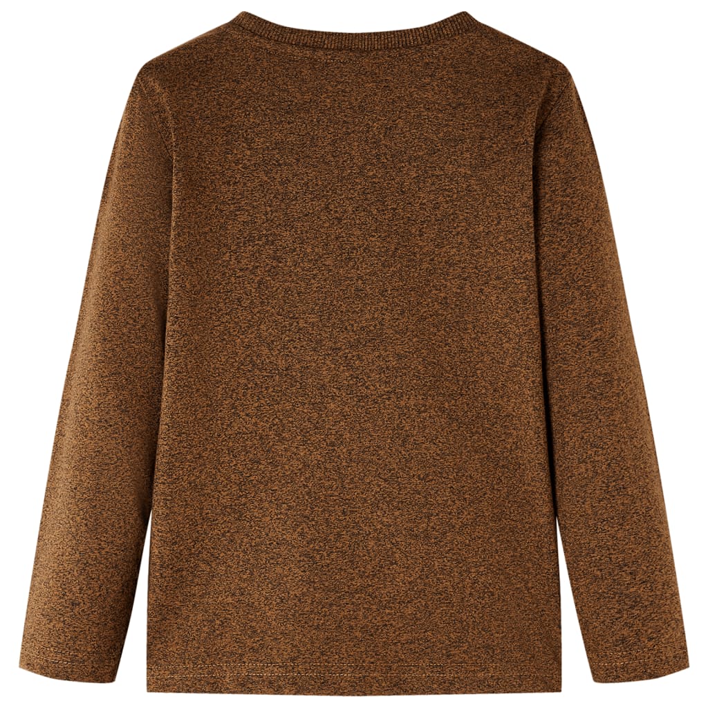 Tricou de copii cu mâneci lungi, coniac melanj, 140 GartenMobel Dekor