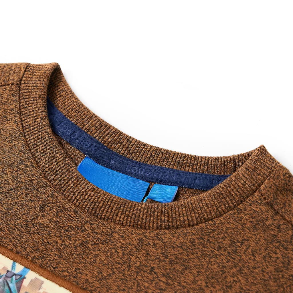 Tricou de copii cu mâneci lungi, coniac melanj, 140 GartenMobel Dekor