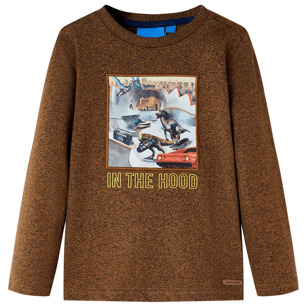 Tricou de copii cu mâneci lungi, coniac melanj, 92 GartenMobel Dekor