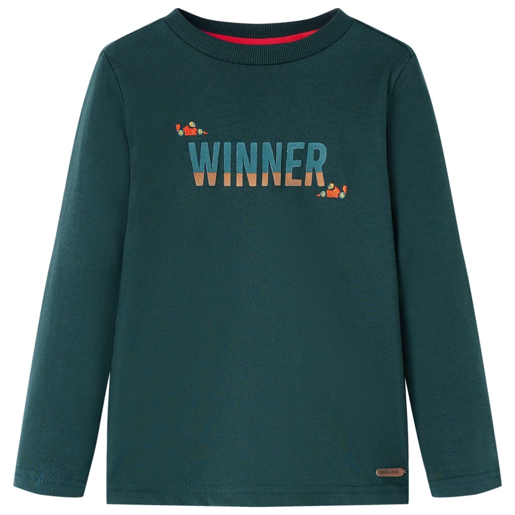 Tricou de copii cu mâneci lungi verde închis 104 GartenMobel Dekor