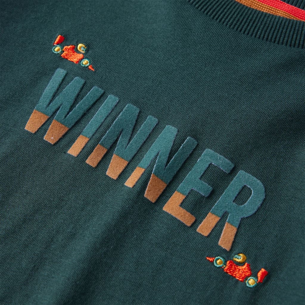 Tricou de copii cu mâneci lungi verde închis 104 GartenMobel Dekor