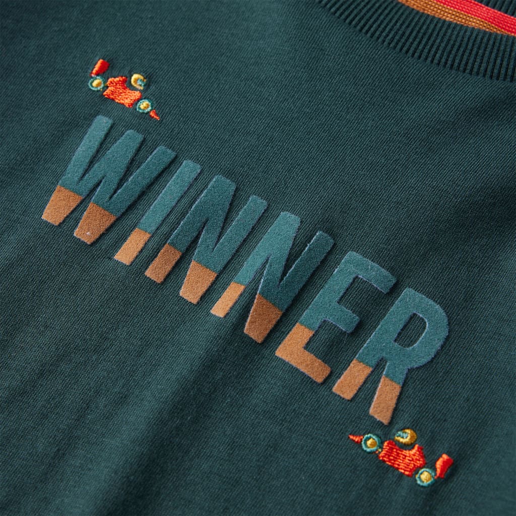 Tricou de copii cu mâneci lungi verde închis 116 GartenMobel Dekor