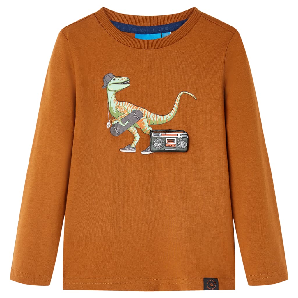 Tricou pentru copii cu mâneci lungi, coniac, 104 GartenMobel Dekor