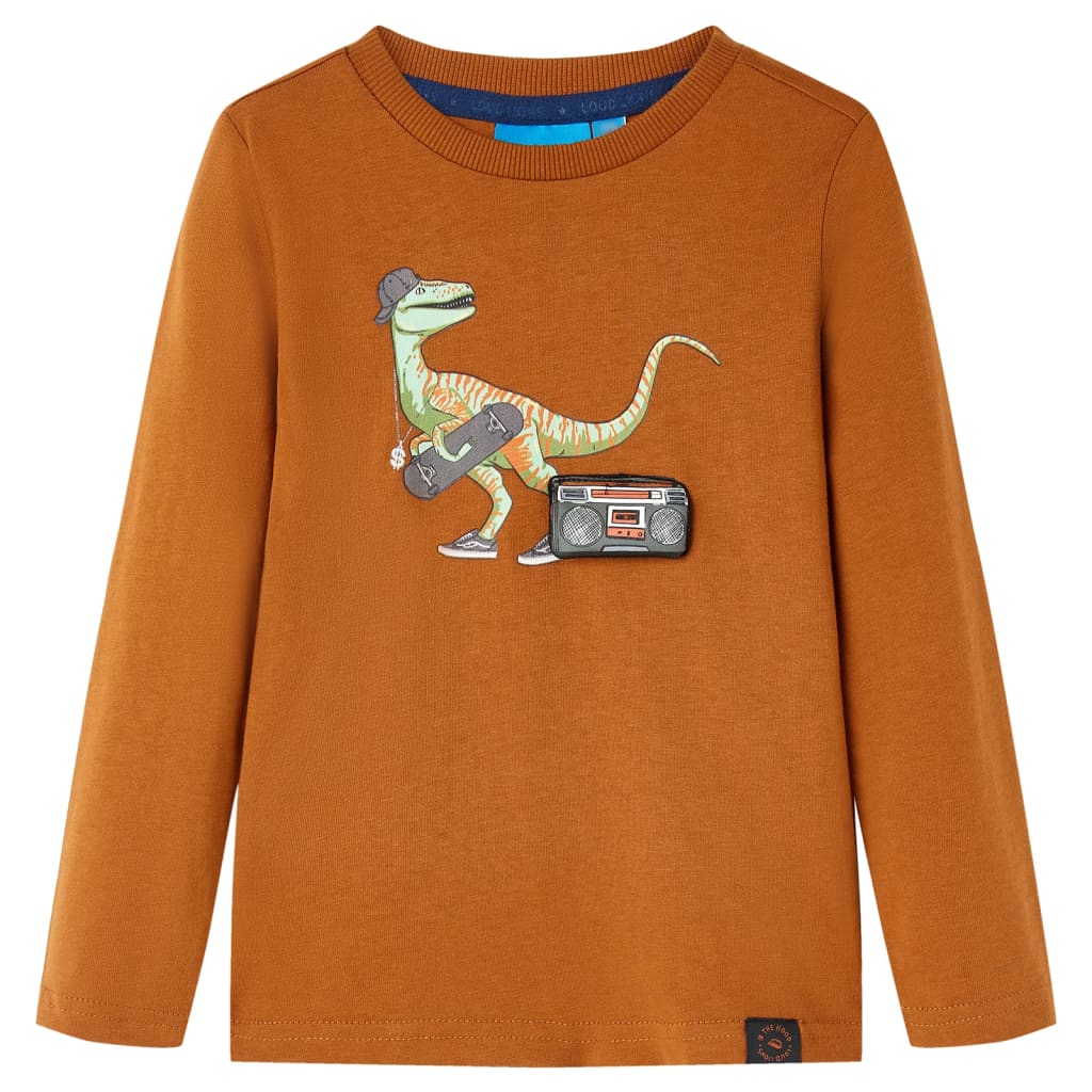 Tricou pentru copii cu mâneci lungi, coniac, 128 GartenMobel Dekor