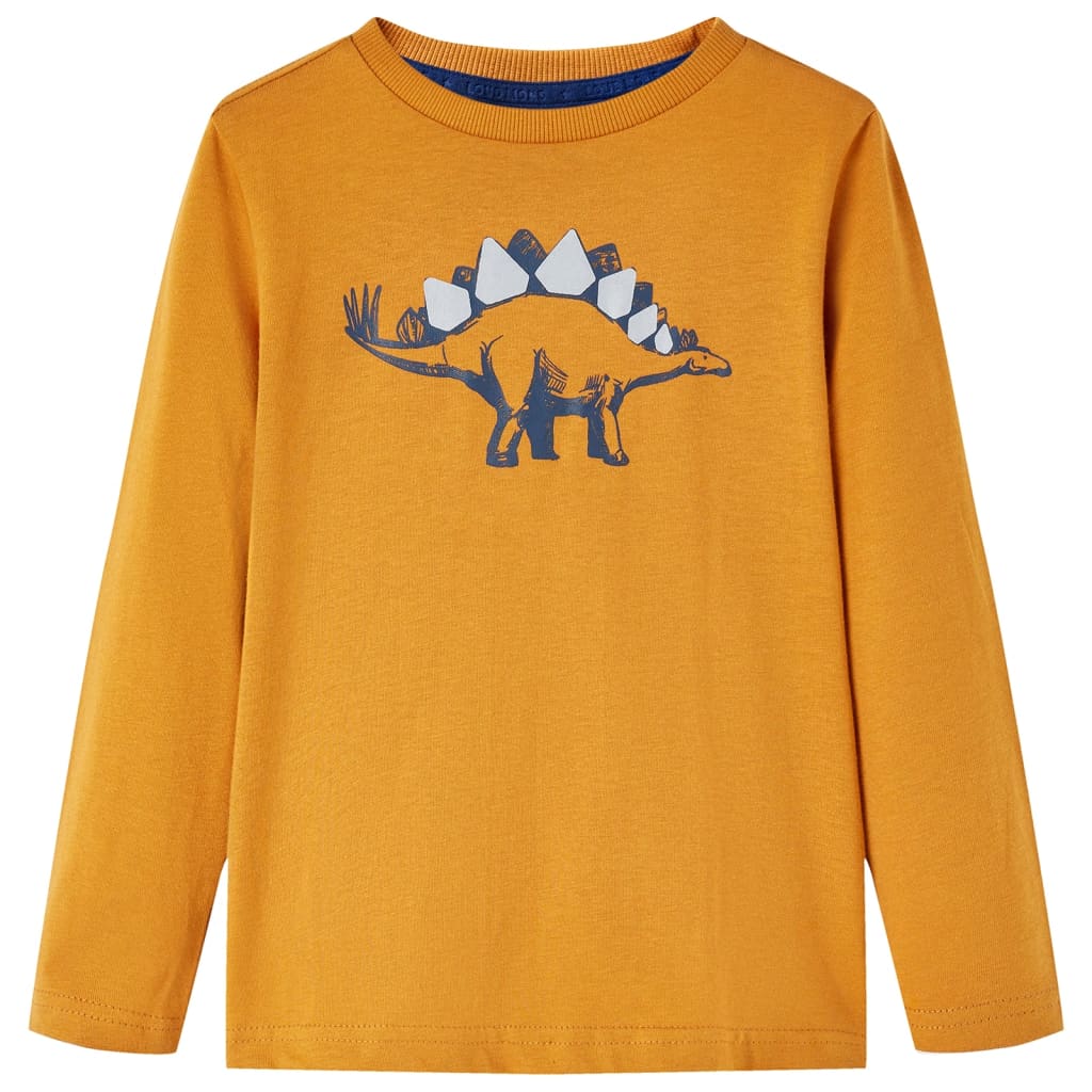 Tricou pentru copii cu mâneci lungi ocru închis 128 GartenMobel Dekor