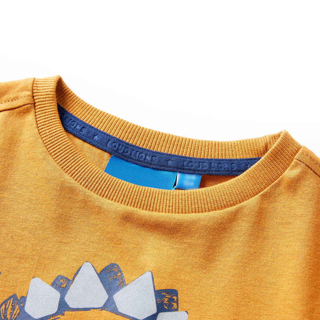 Tricou pentru copii cu mâneci lungi ocru închis 128 GartenMobel Dekor