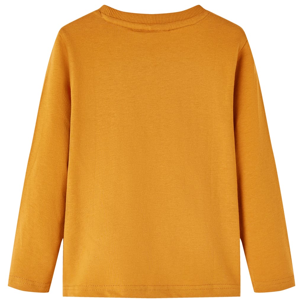 Tricou pentru copii cu mâneci lungi ocru închis 128 GartenMobel Dekor