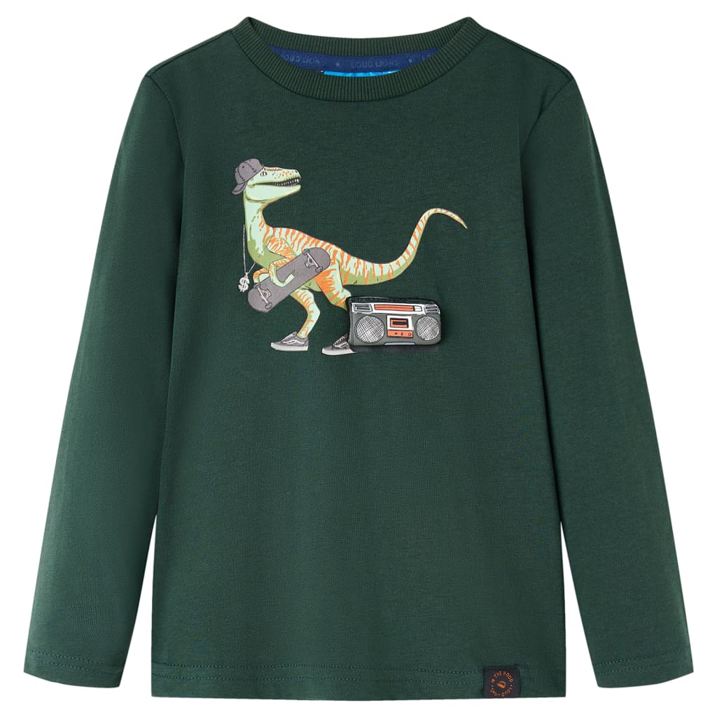 Tricou pentru copii cu mâneci lungi verde închis 104 GartenMobel Dekor