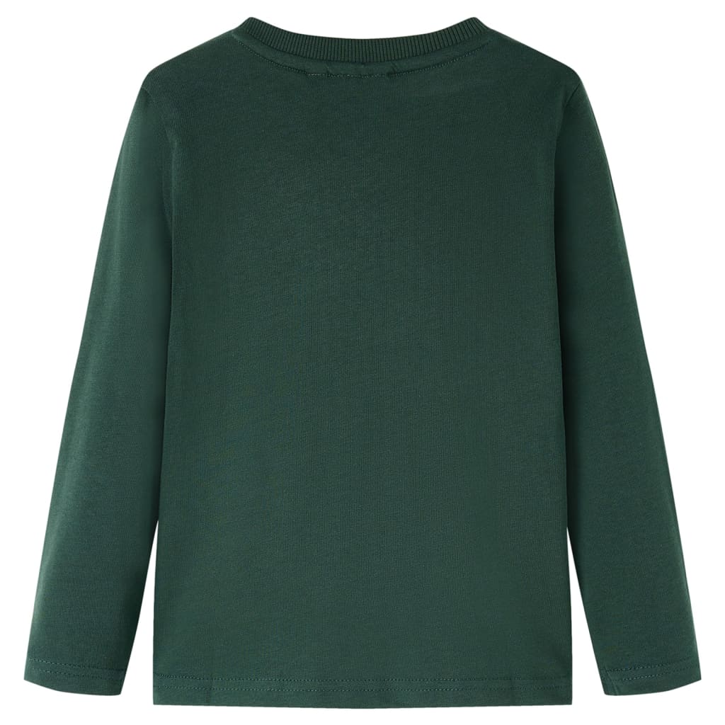 Tricou pentru copii cu mâneci lungi verde închis 92 GartenMobel Dekor