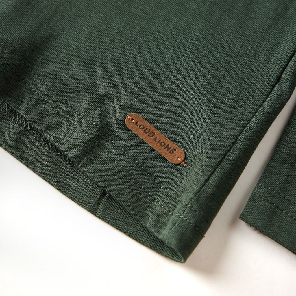 Tricou copii mâneci lungi, verde închis, 104 GartenMobel Dekor